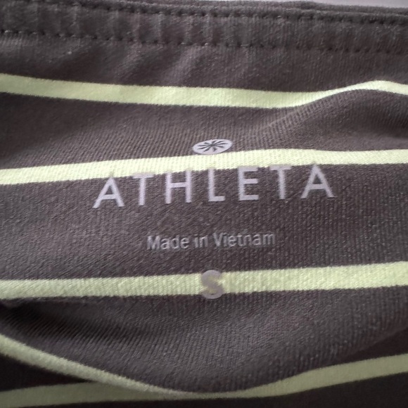 Athleta Cropped Leggings Size S, Olive green with Lime stripes - Picture 3 of 3